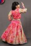 Shop_Kirti Agarwal - Pret N Couture_Pink Silk, Organza Fabric Flowers Tie And Dye Lehenga Set _at_Aza_Fashions