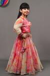Kirti Agarwal - Pret N Couture_Pink Silk, Organza Fabric Flowers Tie And Dye Lehenga Set _Online_at_Aza_Fashions