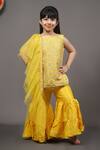 Kirti Agarwal - Pret N Couture_Yellow Silk Embroidered Kurta Set For Girls_Online_at_Aza_Fashions