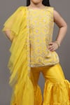 Buy_Kirti Agarwal - Pret N Couture_Yellow Silk Embroidered Kurta Set For Girls_Online_at_Aza_Fashions