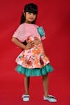 Shop_Kirti Agarwal - Pret N Couture_Pink Cotton, Georgette Fabric Flowers Crop Top And Printed Skirt Set _at_Aza_Fashions