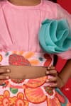 Buy_Kirti Agarwal - Pret N Couture_Pink Cotton, Georgette Fabric Flowers Crop Top And Printed Skirt Set _Online_at_Aza_Fashions