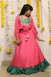Kirti Agarwal - Pret N Couture_Pink Modal, Cotton Tassels Chevron Print Crop Top And Lehenga Set _Online_at_Aza_Fashions