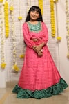 Buy_Kirti Agarwal - Pret N Couture_Pink Modal, Cotton Tassels Chevron Print Crop Top And Lehenga Set _Online_at_Aza_Fashions