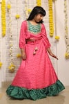 Shop_Kirti Agarwal - Pret N Couture_Pink Modal, Cotton Tassels Chevron Print Crop Top And Lehenga Set _Online_at_Aza_Fashions