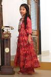 Kirti Agarwal - Pret N Couture_Red High Low Tunic And Palazzo Set For Girls_Online_at_Aza_Fashions