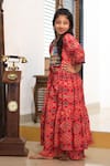 Shop_Kirti Agarwal - Pret N Couture_Red High Low Tunic And Palazzo Set For Girls_Online_at_Aza_Fashions