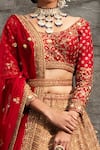 Kaaisha by Shalini_Maroon Silk Scoop Neck Embroidered Bridal Lehenga Set _Online_at_Aza_Fashions