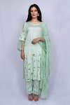 Buy_Ewaz_Green Modal Satin Floral Round Cutwork Kurta Set _at_Aza_Fashions