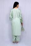 Shop_Ewaz_Green Modal Satin Floral Round Cutwork Kurta Set _at_Aza_Fashions