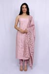 Buy_Ewaz_Pink Cotton Silk Embroidered Floral Straight Kurta Set _at_Aza_Fashions