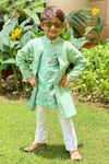 Buy_Kirti Agarwal - Pret N Couture_Green Draped Kurta And Pant Set For Boys_at_Aza_Fashions