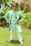 Buy_Kirti Agarwal - Pret N Couture_Green Draped Kurta And Pant Set For Boys_Online_at_Aza_Fashions