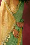 Kaaisha By Shalini_Green Banarasi Chanderi Saree_Online_at_Aza_Fashions
