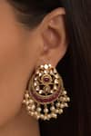 Buy_Kaari_Gold Plated Pearls, Rhinestones, Gemstones Vellore Polki Chandbalis _at_Aza_Fashions