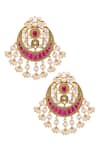 Shop_Kaari_Gold Plated Pearls, Rhinestones, Gemstones Vellore Polki Chandbalis _at_Aza_Fashions