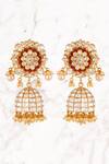 Buy_Kaari_Gold Plated Pearls, Stones Floral Polki Jhumkas With And _at_Aza_Fashions