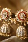 Buy_Kaari_Gold Plated Pearls, Stones Floral Polki Jhumkas With And _Online_at_Aza_Fashions