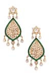 Kaari_Gold Plated Pearls, Gemstones Floral Polki Danglers _Online_at_Aza_Fashions