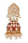 Kaari_Gold Plated Pearls Vellore Polki Jhumkas _Online_at_Aza_Fashions