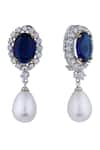 Shop_Anayah Jewellery_Silver Rhodium Pearl Drop Earrings_at_Aza_Fashions