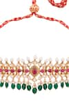 Kaari_Gold Plated Vellore Polki Choker With Gemstones _Online_at_Aza_Fashions