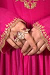 Buy_Kaari_Gold Plated Rhinestones, Gemstones Vellore Polki Adjustable Ring _at_Aza_Fashions