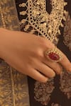 Shop_Kaari_Gold Plated Vellore Polki Floral Ring _Online_at_Aza_Fashions