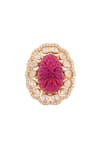 Shop_Kaari_Gold Plated Vellore Polki Floral Ring _at_Aza_Fashions