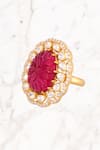 Buy_Kaari_Gold Plated Vellore Polki Floral Ring _Online_at_Aza_Fashions