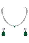 Buy_Anayah Jewellery_Silver Rhodium Studded Necklace Set_at_Aza_Fashions