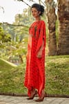Buy_Nautanky_Red Crepe Round Printed Kaftan _Online_at_Aza_Fashions