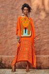 Buy_Nautanky_Orange Crepe Round Printed Kaftan  _at_Aza_Fashions