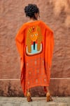 Shop_Nautanky_Orange Crepe Round Printed Kaftan  _at_Aza_Fashions