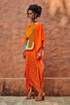 Buy_Nautanky_Orange Crepe Round Printed Kaftan  _Online_at_Aza_Fashions