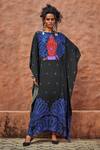 Buy_Nautanky_Black Crepe V Neck Printed Kaftan _at_Aza_Fashions