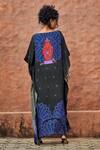 Shop_Nautanky_Black Crepe V Neck Printed Kaftan _at_Aza_Fashions