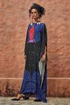 Buy_Nautanky_Black Crepe V Neck Printed Kaftan _Online_at_Aza_Fashions