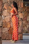 Buy_Nautanky_Orange Crepe V Neck Ruffle Crop Top And Pant Set  _Online_at_Aza_Fashions