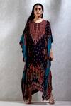 Buy_Ritu Kumar_Black Crepe, Rayon Round Floral Print Kaftan_at_Aza_Fashions