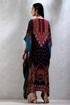 Shop_Ritu Kumar_Black Crepe, Rayon Round Floral Print Kaftan_at_Aza_Fashions