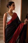 Buy_Priyanka Raajiv_Black Silk Chanderi Solid Saree _Online_at_Aza_Fashions