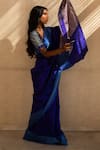 Priyanka Raajiv_Blue Silk Chanderi Solid Saree_Online_at_Aza_Fashions