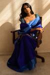Buy_Priyanka Raajiv_Blue Silk Chanderi Solid Saree_Online_at_Aza_Fashions