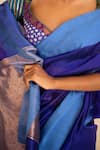 Priyanka Raajiv_Blue Silk Chanderi Solid Saree_at_Aza_Fashions