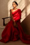 Priyanka Raajiv_Red Silk Chanderi Solid Saree_Online_at_Aza_Fashions
