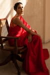 Buy_Priyanka Raajiv_Red Silk Chanderi Solid Saree_Online_at_Aza_Fashions