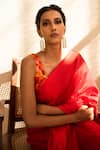 Shop_Priyanka Raajiv_Red Silk Chanderi Solid Saree_Online_at_Aza_Fashions