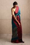 Priyanka Raajiv_Blue Silk Chanderi Solid Saree _Online_at_Aza_Fashions