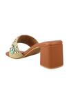 Shop_Kaltheos_Brown Crystals, Fabric Flowers Embellished Heels_Online_at_Aza_Fashions